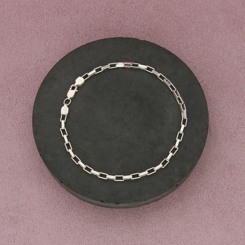 sterling silver mens elongated box chain bracelet size 8in